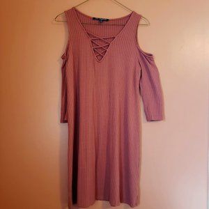 One Clothing Los Angeles ribbed open shoulder dress - large